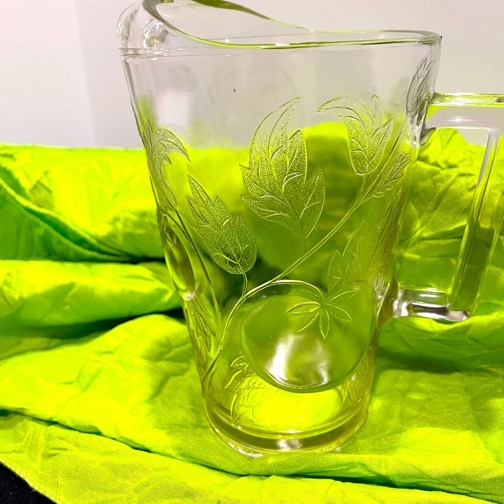 Vintage Jeanette Clear Glass Tomato Juice Pitcher Rectangle Handle